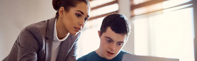 Special education administrator working with students with special needs.